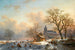 Winter landscape painting with skaters on an icy river - Frederik Marinus Kruseman — artwork view