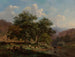Een zomers landschap met figuren die rusten met hun kudde aan de rand van een rivier waar runderen drinken - Frederik Marinus Kruseman — weergave van het kunstwerk