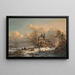 Winter landscape painting with skaters (Cas Conflict) - Frederik Marinus Kruseman — framed artwork on a wall