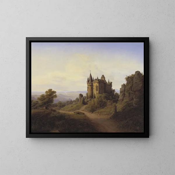 The Château de Bresheim by the Eifel River - Frederik Sødring — framed artwork on a wall