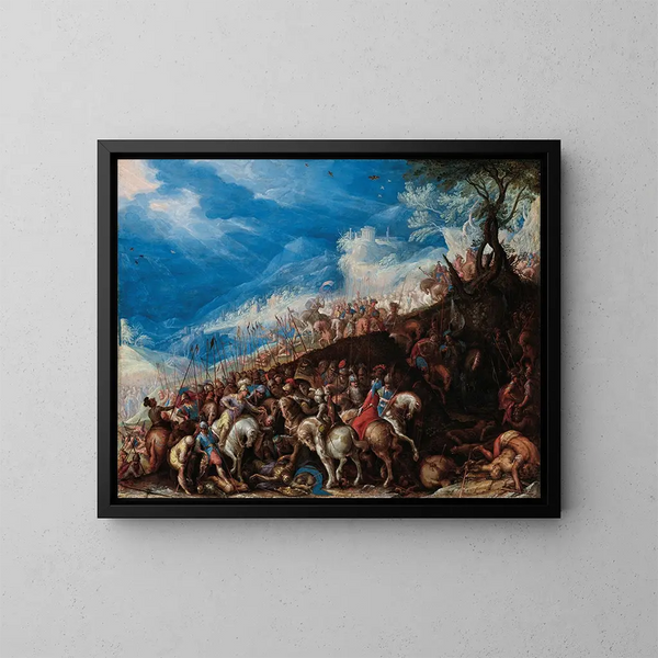 La bataille d'Issus ou peut-être d'Ipse - Frederik van Valckenborch — framed artwork on a wall