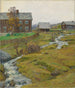 Herfstmist Schilderij in Hov in uw Gudbrandsdalen - Fredrik Borgen — weergave van het kunstwerk