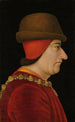 Portrait de profil de Louis XI Roi de France 1423-1483 portant le collier de l'Ordre de Saint-Michel - Ecole Française — weergave van het kunstwerk