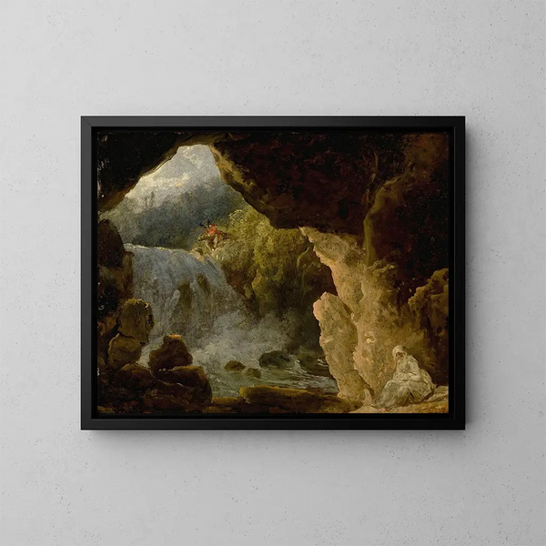 La grotte de Neptune à Tivoli - French School — framed artwork on a wall