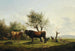 van een koe die een stier likt in de weide - Friedrich August Matthias Gauermann — weergave van het kunstwerk