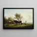 van een koe die een stier likt in de weide - Friedrich August Matthias Gauermann — ingelijst kunstwerk aan de muur