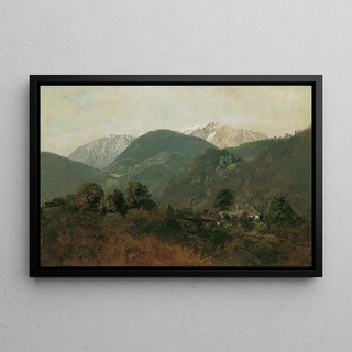 Friedrich August Matthias Gauermann - Blick von Scheuchenstein zum Gauermannhof mit Schneeberg im Hintergrund.webp