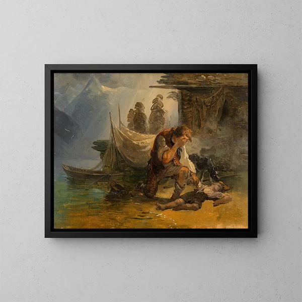 The drowned boy - Friedrich August Matthias Gauermann — framed artwork on a wall