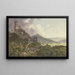 Les Ruines de Gleiberg et Vetzberg près de Gießen, à gauche les deux ruines de châteaux sur les montagnes, à droite une large vallée au premier plan, excursionnistes et bergers - Friedrich Christian Reinermann — ingelijst kunstwerk aan de muur