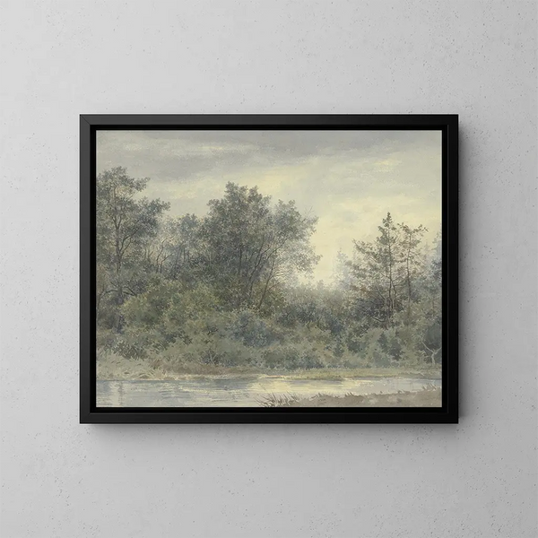 Wood at the water's edge - Friedrich Ernst Morgenstern — framed artwork on a wall