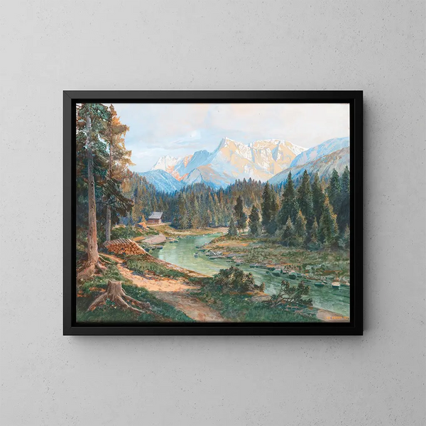 a Salzburg countryside motif - Friedrich Frank — framed artwork on a wall