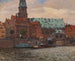 Uitzicht op de Sint-Catharinakerk in Hamburg - Friedrich Kallmorgen — weergave van het kunstwerk