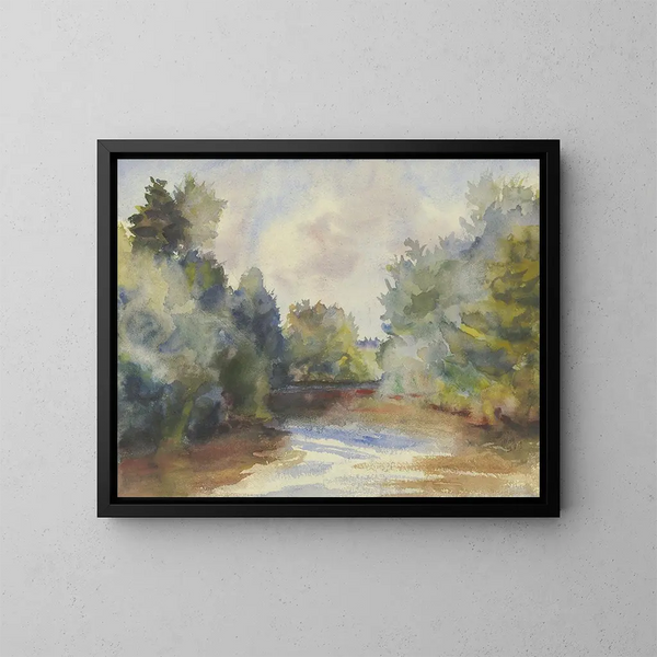 Landscape painting flat - Friedrich Mook — framed artwork on a wall