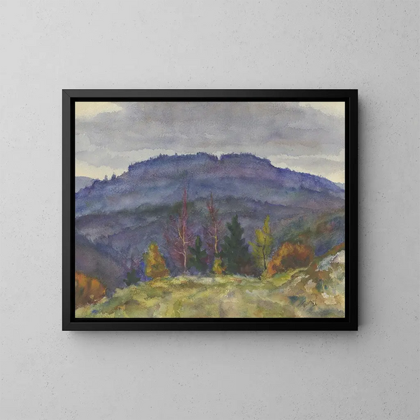 Mountain Landscape Painting - Friedrich Mook — framed artwork on a wall