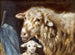 schaap met lam in de schuur - Friedrich Otto Gebler — weergave van het kunstwerk