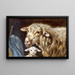 schaap met lam in de schuur - Friedrich Otto Gebler — ingelijst kunstwerk aan de muur