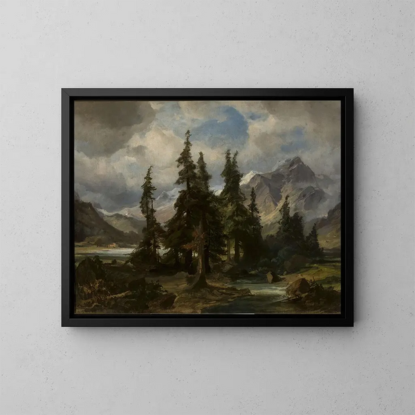 Mountain Landscape Painting in Norway - Friedrich Preller the Elder — framed artwork on a wall