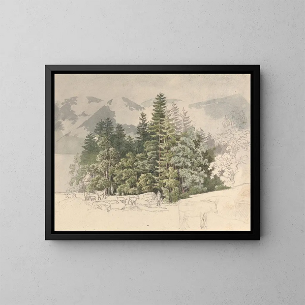 Alpine landscape painting - Friedrich Salathé — framed artwork on a wall