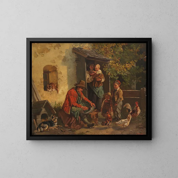 Peasant in Distress - Friedrich Voltz — framed artwork on a wall