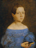 Buste van een jonge vrouw in een blauwe jurk - Friedrich Wasmann — weergave van het kunstwerk