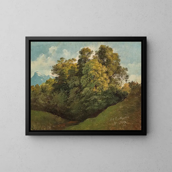 Trees of Salzburg in front of the Untersberg - Friedrich Zeller — framed artwork on a wall