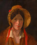 Antonie Amerling met Florentijnse hoed, echtgenote van de kunstenaar - Friedrich von Amerling — weergave van het kunstwerk