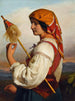 Italiaanse Chiaruccia schilderij met spinnewiel - Friedrich von Amerling — weergave van het kunstwerk