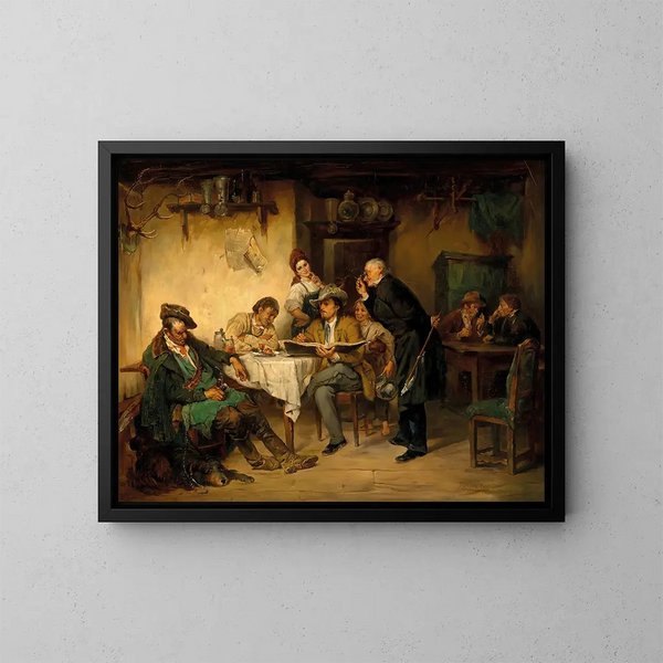 A Painter in a Tavern - Friedrich von Keller — framed artwork on a wall