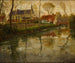 Een rivierlandschap met een kerk op de achtergrond - Frits Thaulow — weergave van het kunstwerk