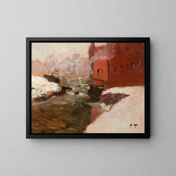 La fabrique rouge - Frits Thaulow — framed artwork on a wall