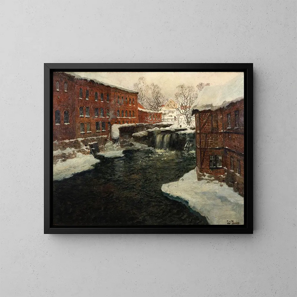 Scene of a Mill - Frits Thaulow — framed artwork on a wall