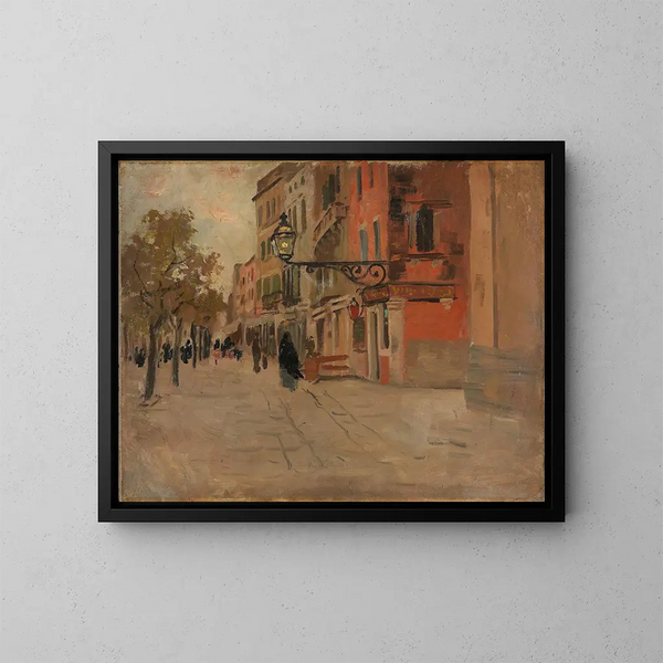 Rue à Venise - Frits Thaulow — framed artwork on a wall
