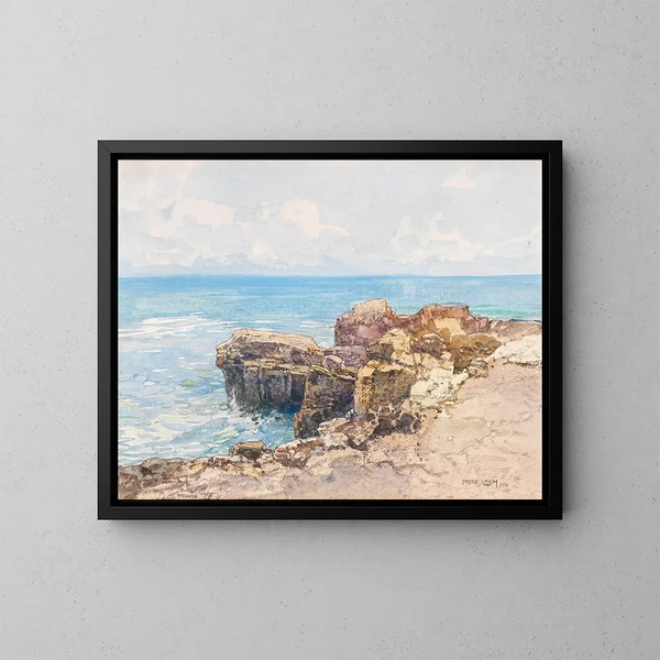 Maritime Coast Painting - Fritz Lach — framed artwork on a wall