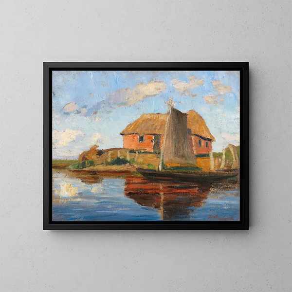 Hamehtte with Torfkahn - Fritz Overbeck — framed artwork on a wall