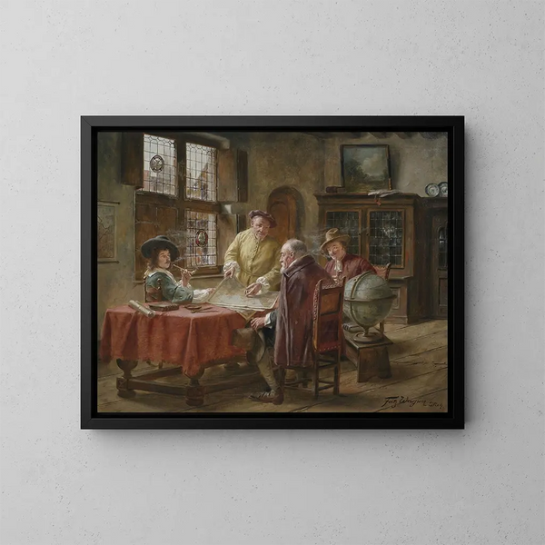 Dutch Merchants Planning Their Next Tour - Fritz Wagner — framed artwork on a wall