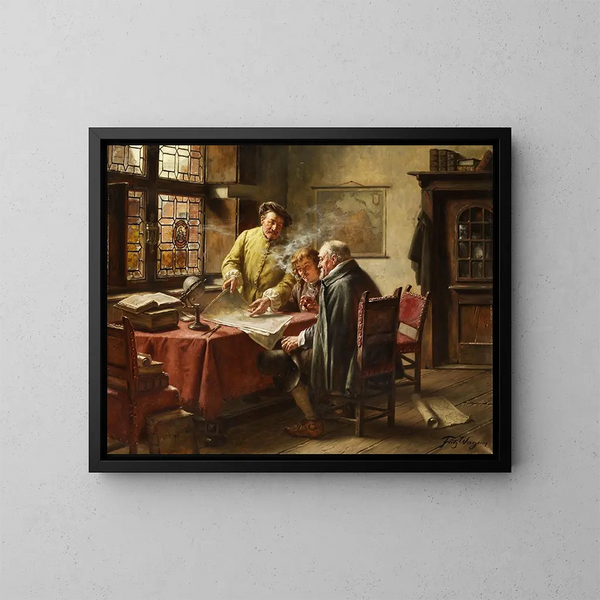 Dutch Merchants Painting - Fritz Wagner — framed artwork on a wall