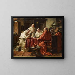 Fritz Wagner - Kardinal mit Mnchen in einer Klosterbibliothek.webp