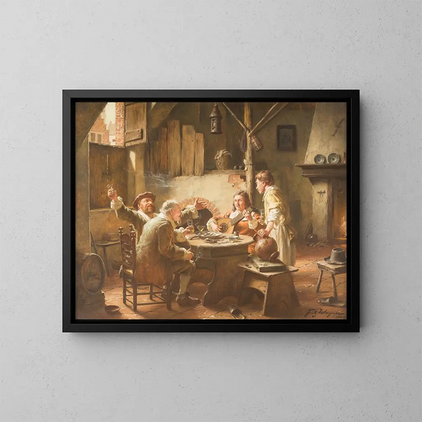 Joyful Gathering - Fritz Wagner — framed artwork on a wall
