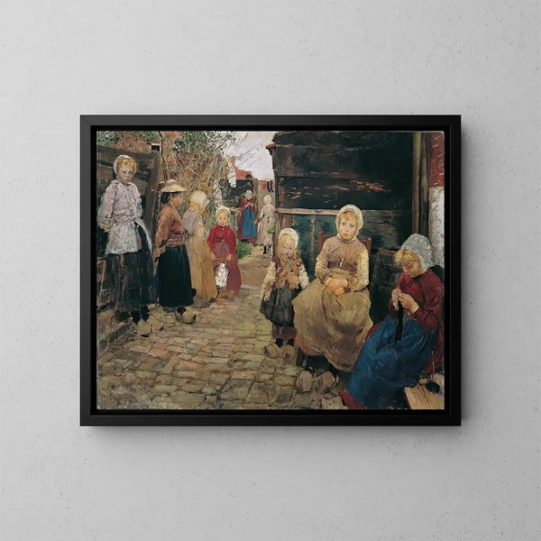 Children of Fishermen at Zandvoort - Fritz von Uhde — framed artwork on a wall