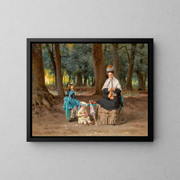 Middag in het park - Fyodor Bronnikov — ingelijst kunstwerk aan de muur
