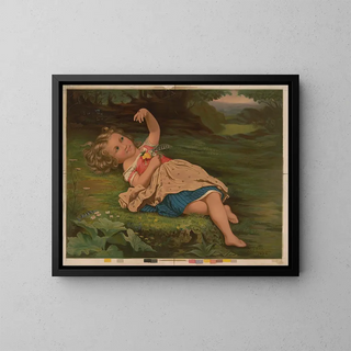 G G Fish - Girl reclining on ground with ladybug and flowers.webp