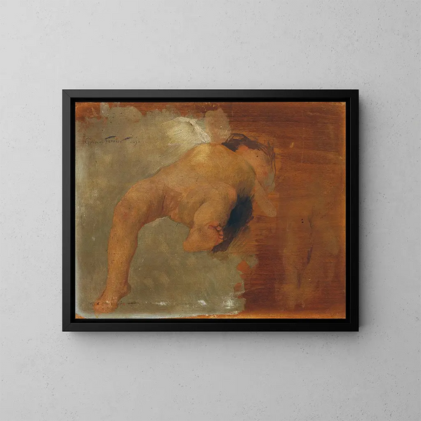 Putto couché - Gabriel Ferrier — framed artwork on a wall