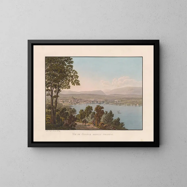 View of Geneva from Cologny - Gabriel Lory the Younger — framed artwork on a wall