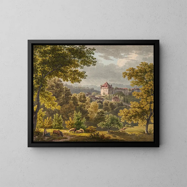 Vue de Lausanne - Gabriel Lory le Jeune — framed artwork on a wall