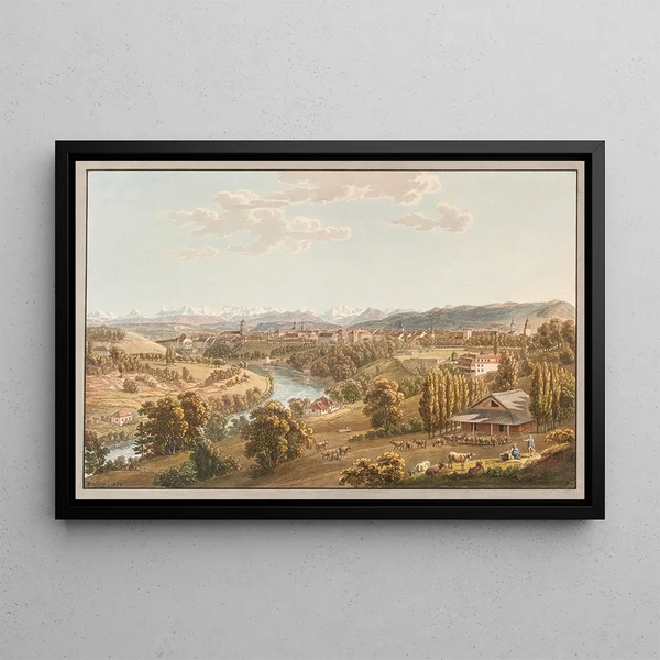 Uitzicht op de stad Bern - Gabriel Lory de Jonge — ingelijst kunstwerk aan de muur