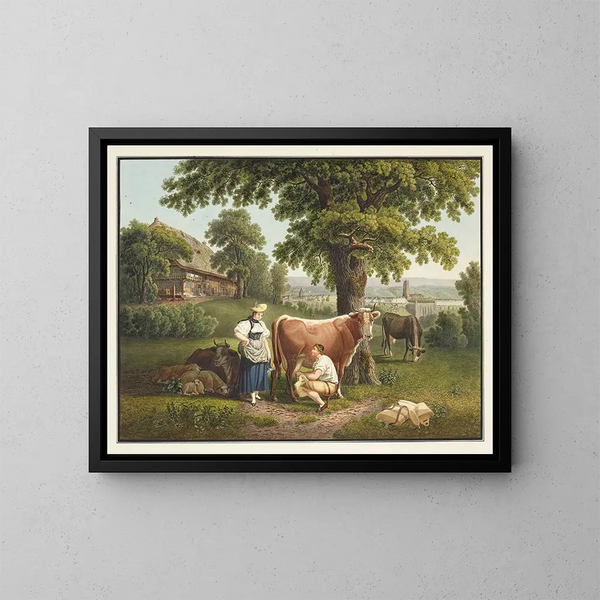 View of Bern from Sandrain - Gabriel Lory the Elder — framed artwork on a wall