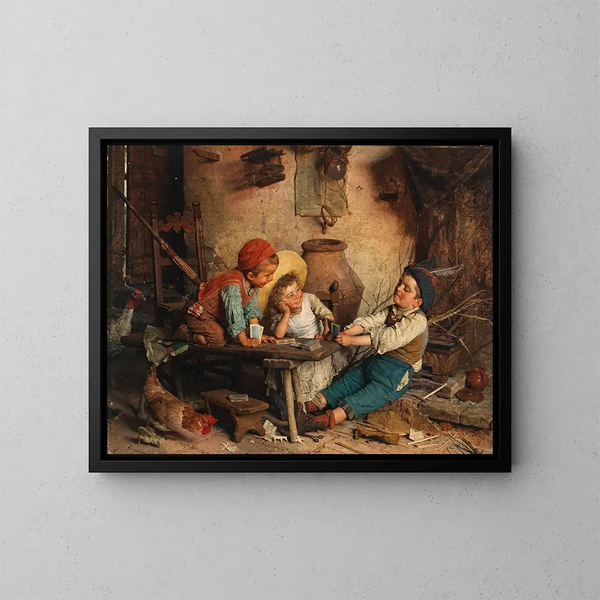 A game of Briscola in embarrassment - Gaetano Chierici — framed artwork on a wall
