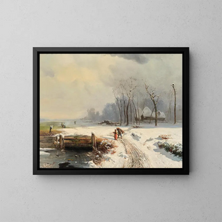 Gaetano Fasanotti - A Brushwood Gatherer in a Winter Landscape.webp