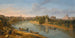 Rome painting, view of the Tiber at Porto della Legna towards Castel Sant'Angelo with Saint Peter's Basilica in the distance - Gaspar Van Wittel — artwork view