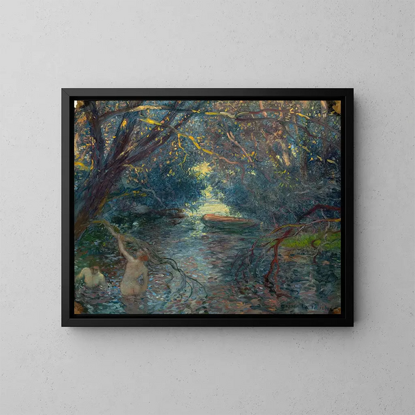 Bathing in the basin in canoe - Gaston La Touche — framed artwork on a wall